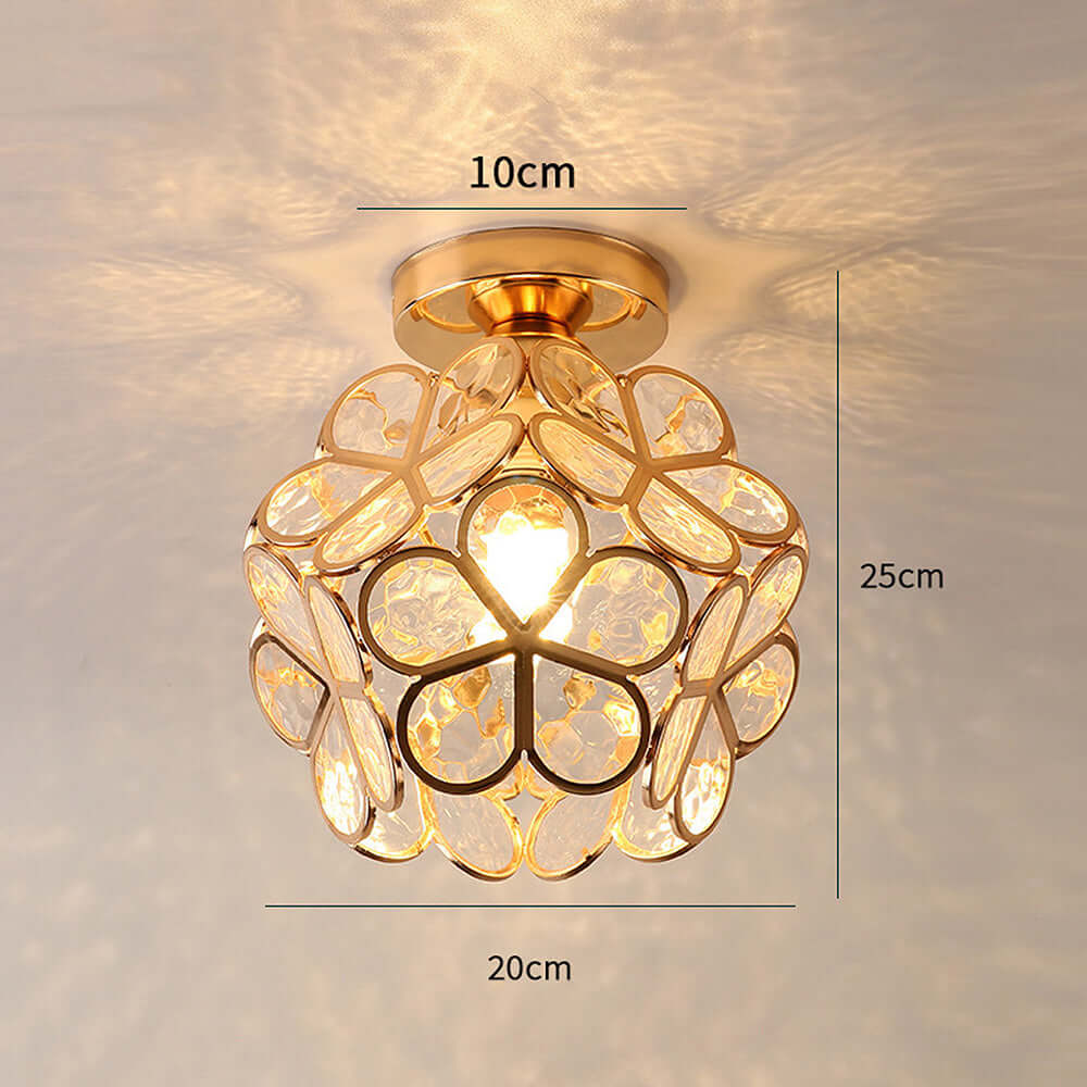 Plafonnier en verre à motif floral pour couloir