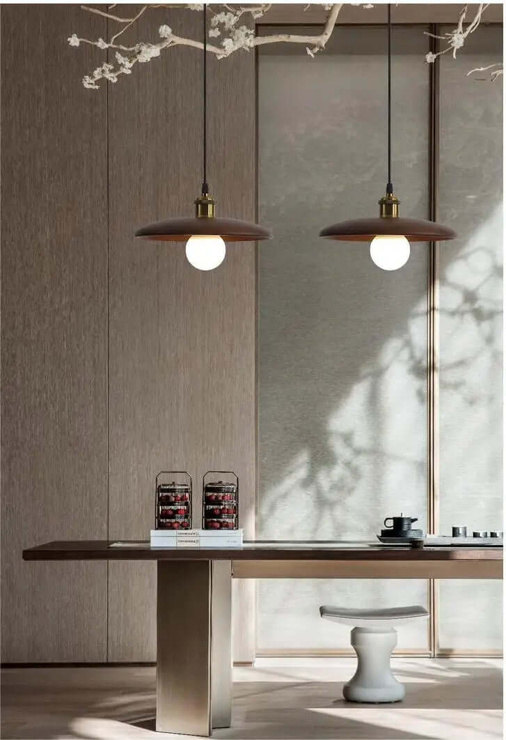 plafonnier en bois, suspension