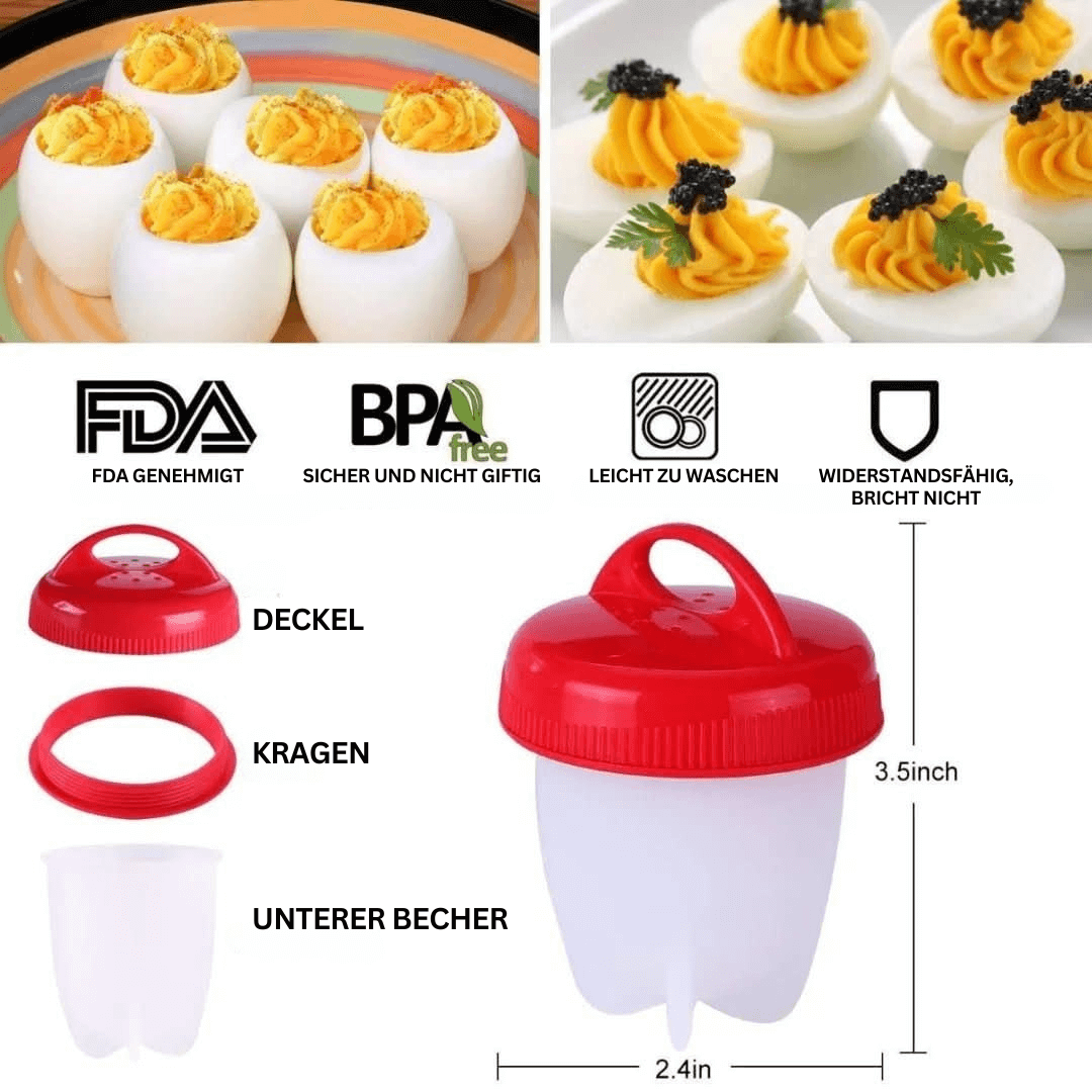 Silikon Eierkocher Set - 6er Set - BPA Frei