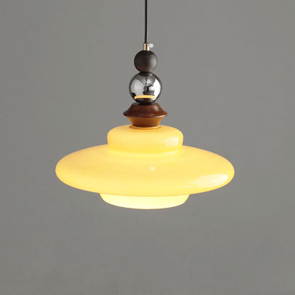 Elegante Beige Glas Hängeleuchte