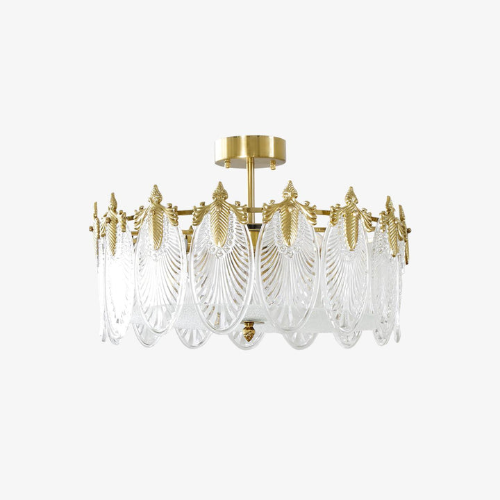 Lustre rond en verre avec motif décoratif