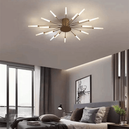 Grand plafonnier LED moderne en métal blanc acrylique