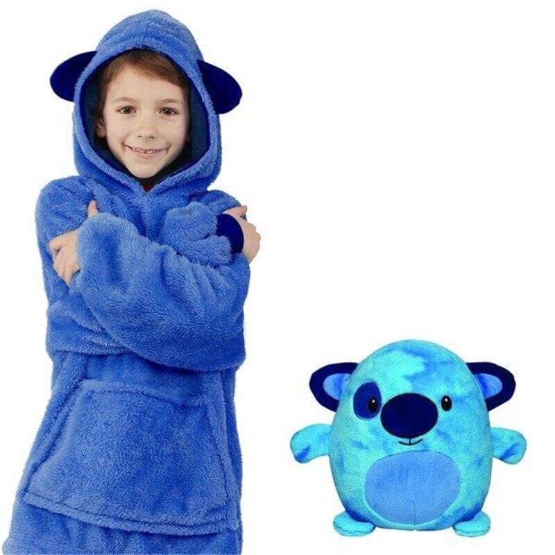 Kinder-Kuschelhoodie - Wärmende Kapuzenjacke mit integriertem Plüschtier