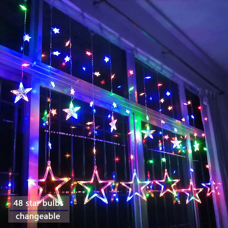 LED Sternenvorhang Lichterkette 3x3m Warmweiß