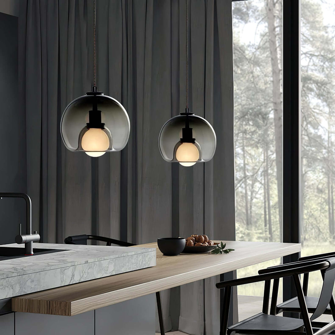 Moderne Pendelleuchte - Metall & Glas