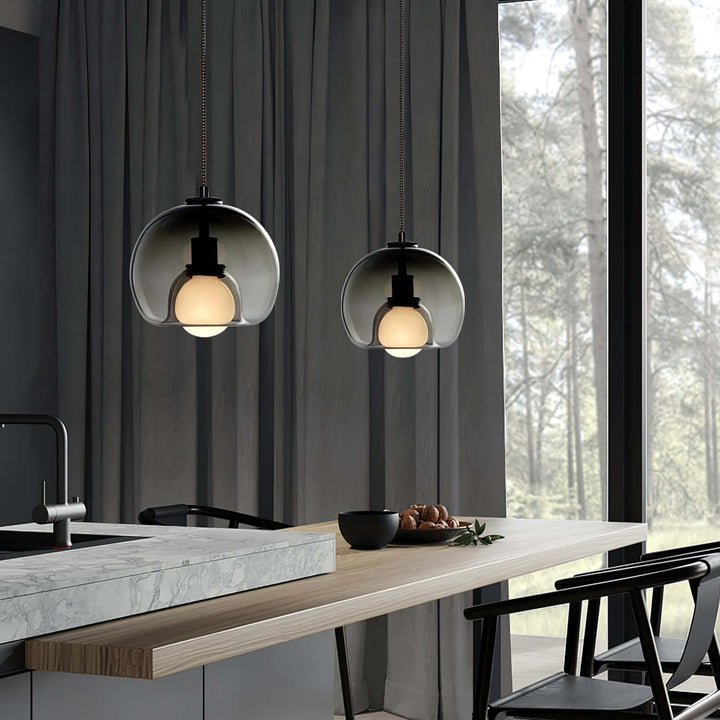 Moderne Pendelleuchte - Metall & Glas