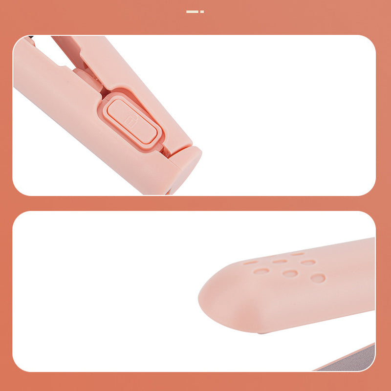 "2-in-1 Haarstyler: Glätteisen & Lockenstab im Einsatz, ergonomisches Design, flexible Frisurenoptionen."