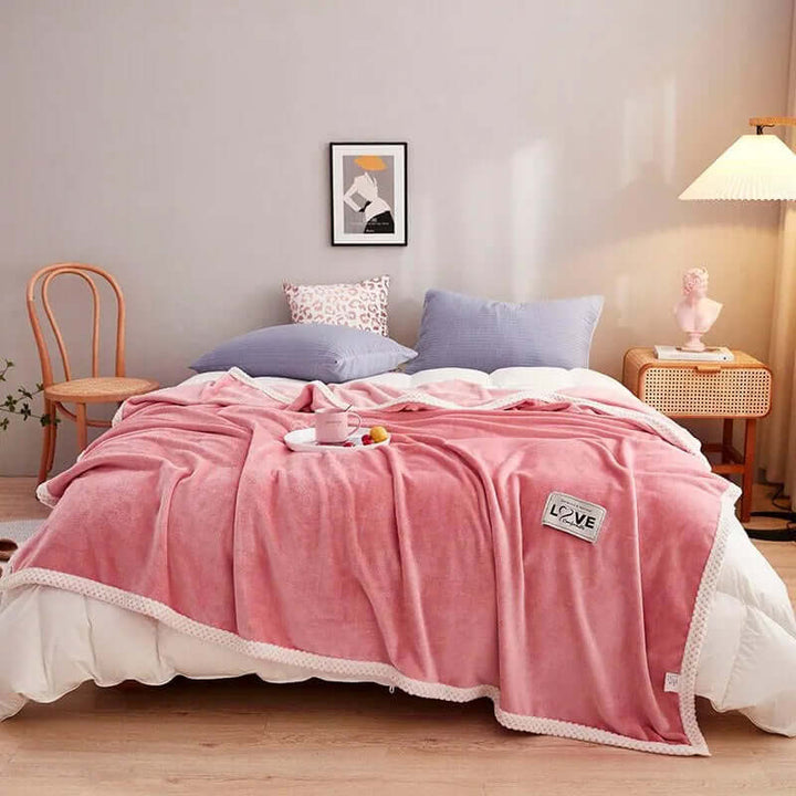 Kuschelige Rosa Flanell-Fleece-Decke