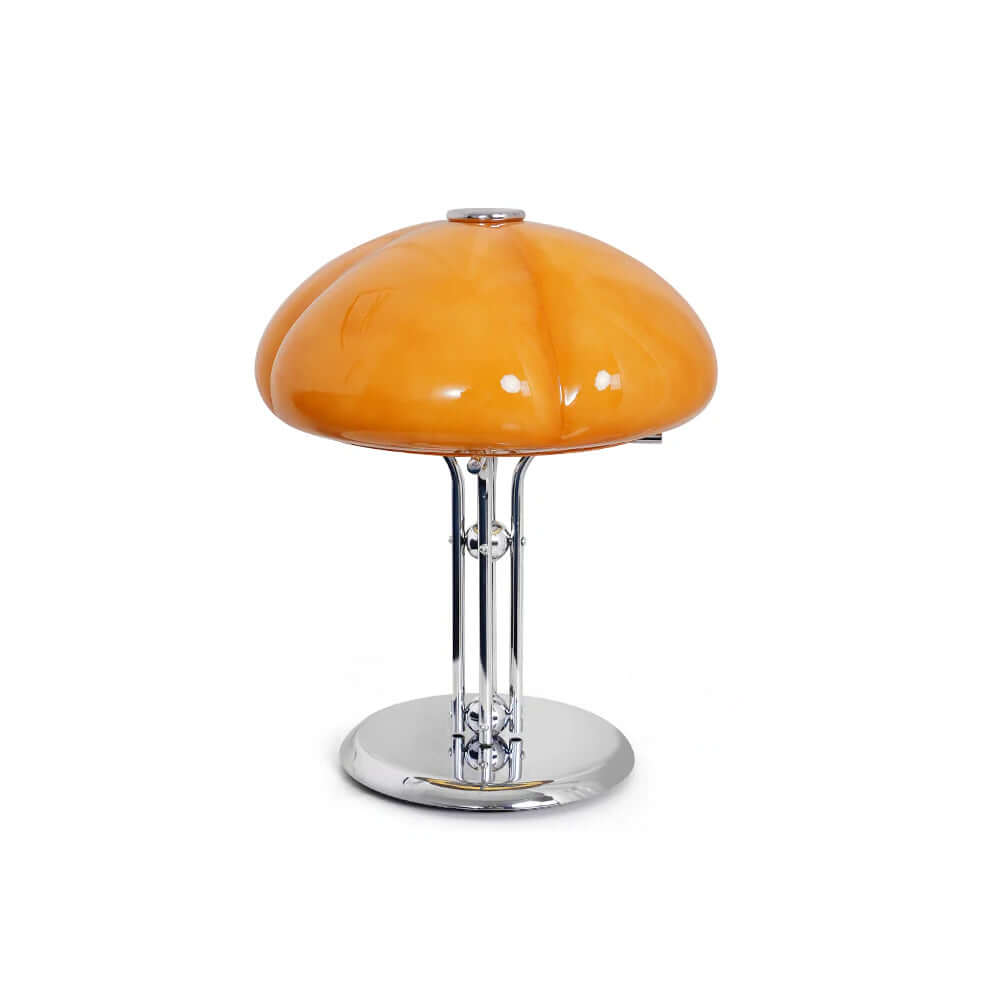 Pilz Design Tischlampe Glas Bernstein
