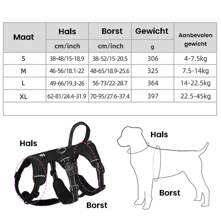 Harnais réfléchissant pour chien, anti-traction et confort