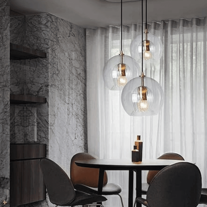 Moderne Hängeleuchte, Aluminium & Glas, LumaLite