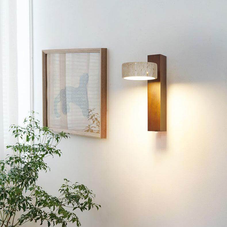 Drehbare Stein & Holz Wandleuchte mit LED