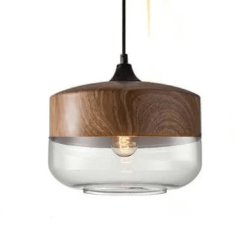 Élégante suspension en verre et bois