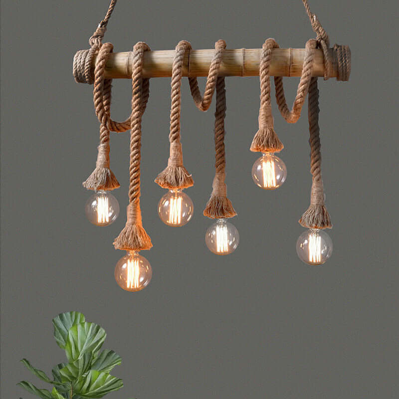 Suspension réglable en bambou - design corde