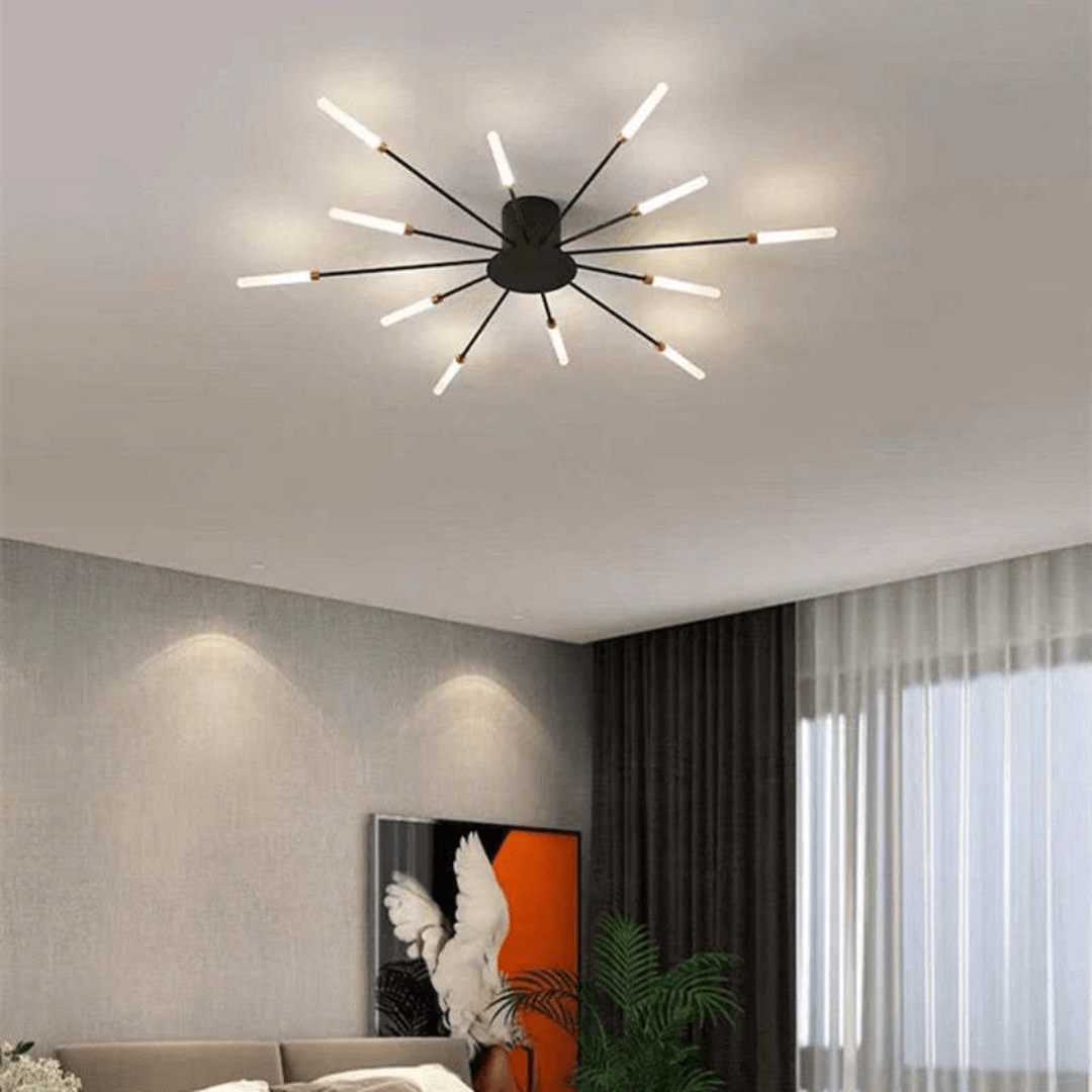 Grand plafonnier LED moderne en métal blanc acrylique