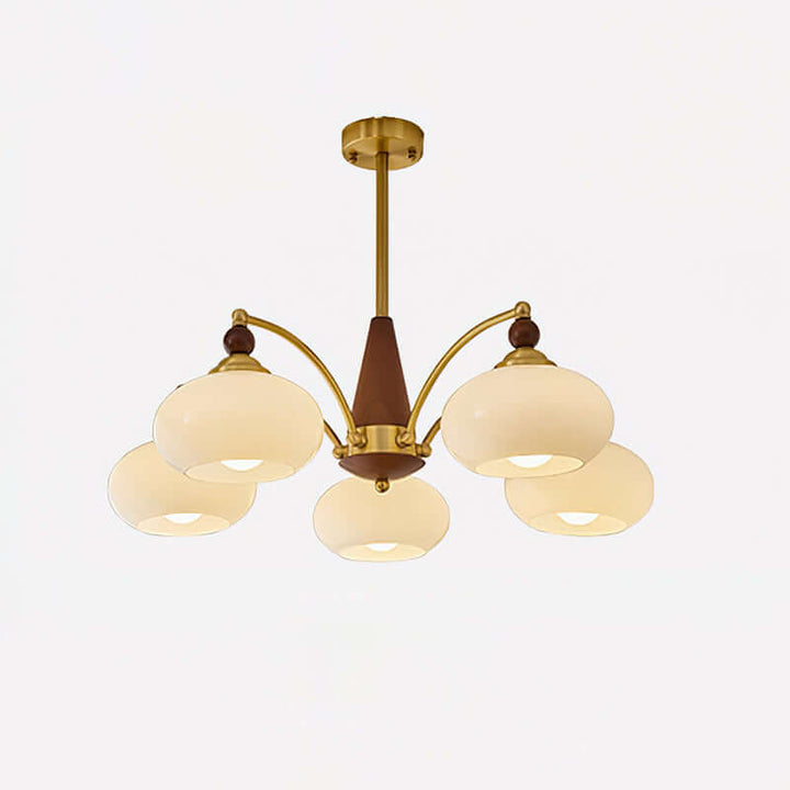 Lustre rétro en bois et laiton