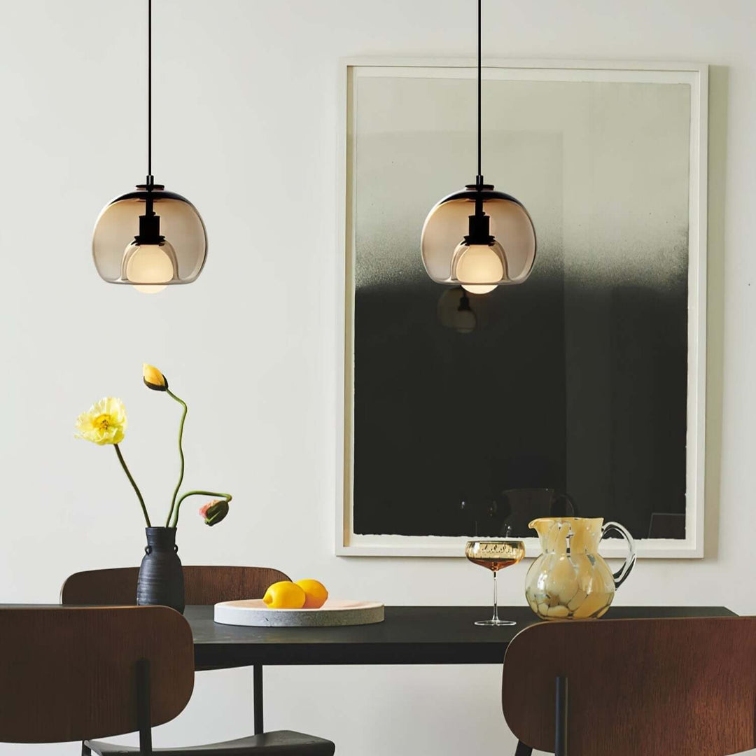 Moderne Pendelleuchte - Metall & Glas