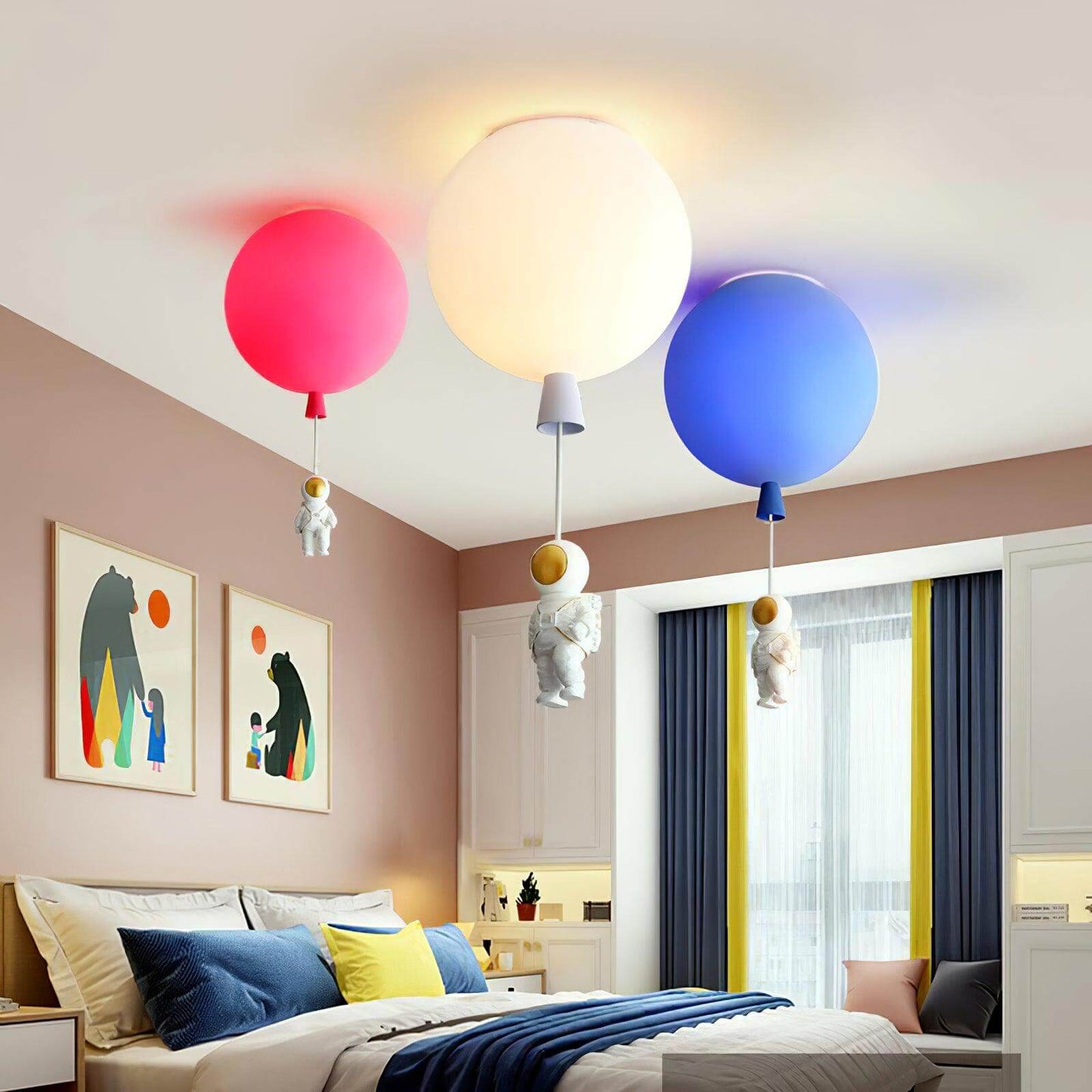 Moderne LED-Deckenleuchte "Mond & Astronauten"