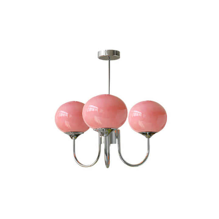 Moderner Kronleuchter mit Rosa Glasschirmen