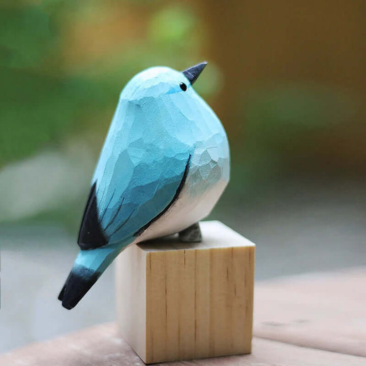 Handgeschnitzte Holzvogel-Dekoration - Naturgetreue Vogelfiguren