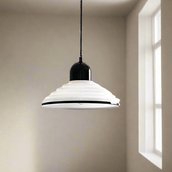 Cremefarbene Glas-Pendelleuchte