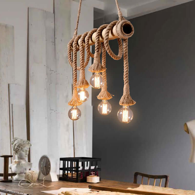 Suspension réglable en bambou - design corde