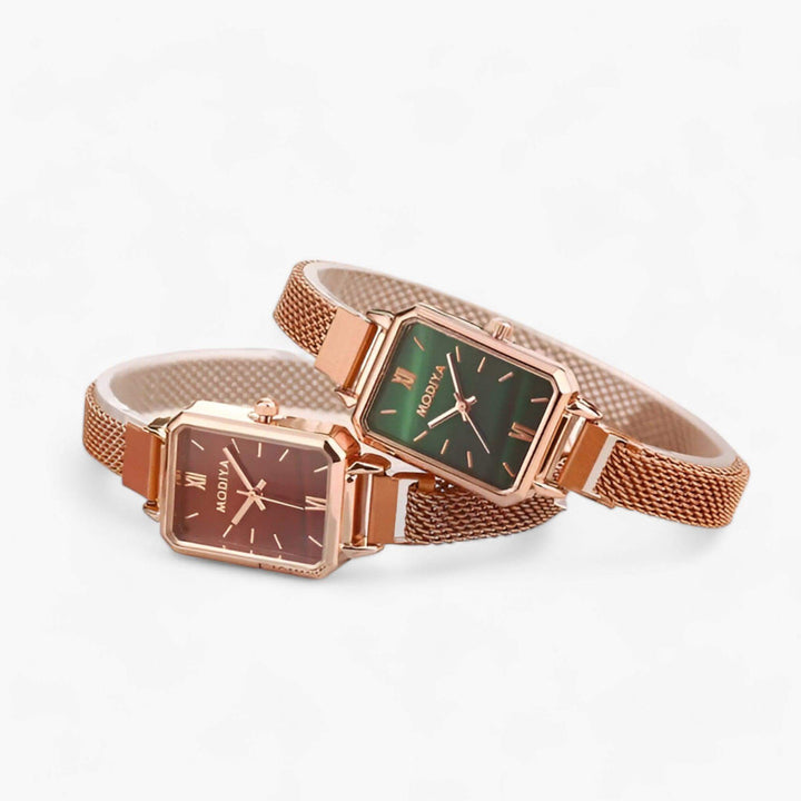 Quadratische Damenuhr mit Magnetarmband