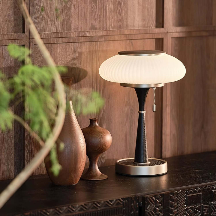 Designer Tischlampe Modern Holz & Metall 36cm