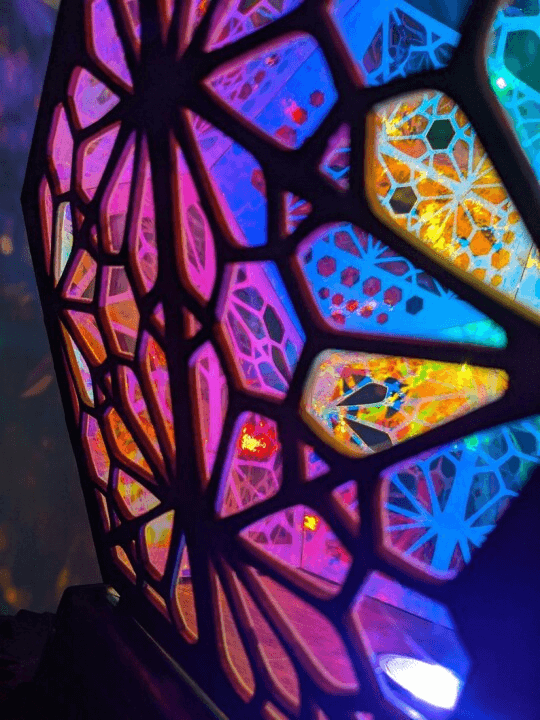 LED Tischlampe Glas-in-Block Design Sternhimmel
