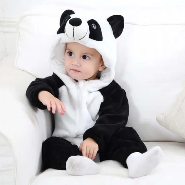 Barboteuse pour bébé avec des animaux mignons - douillette et chaude