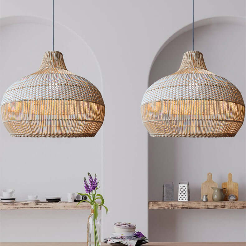 Handgewebte Rattan Pendelleuchte