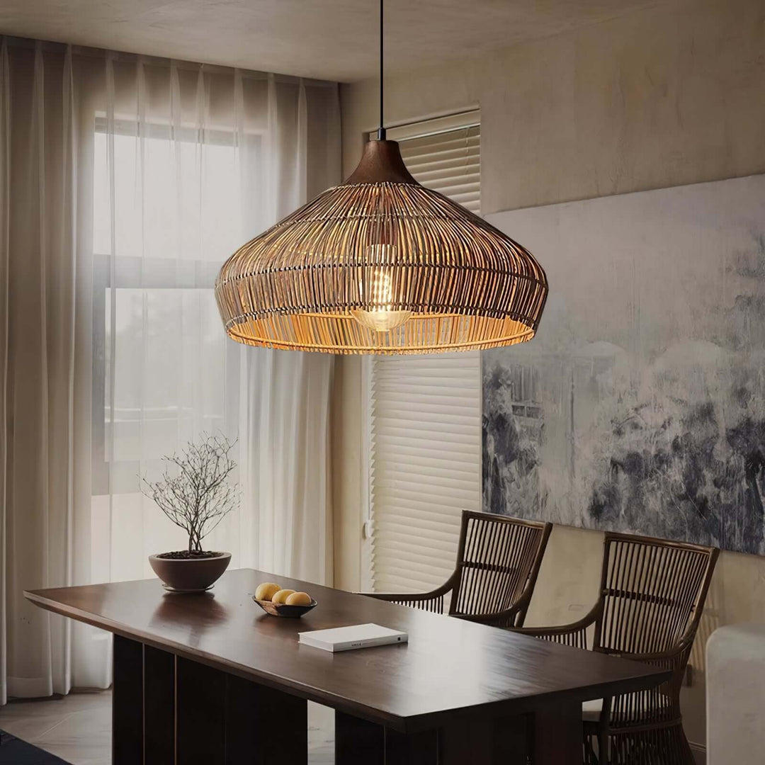Hängeleuchte Rattanlampe Holz
