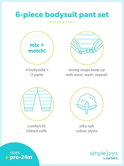 Ensemble de vêtements unisexe pour bébé 6 pièces
