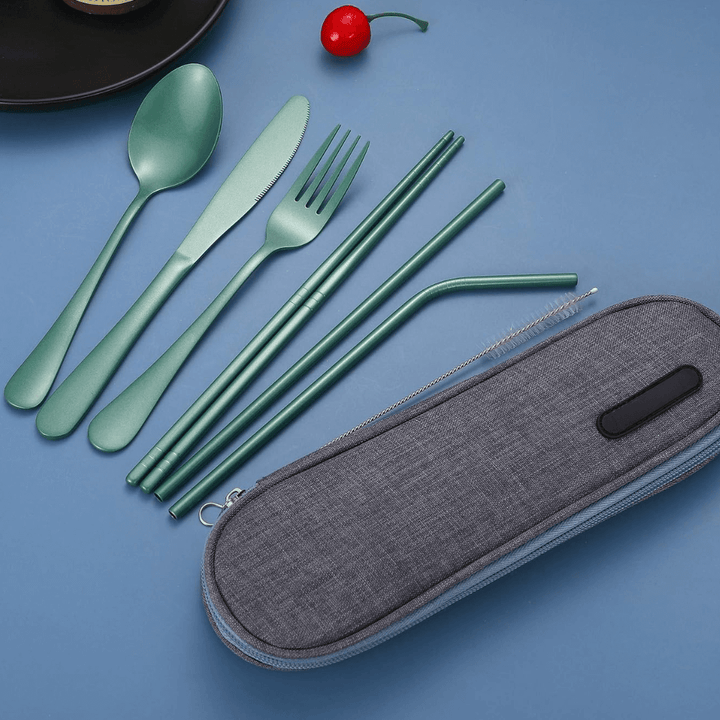 Ensemble de couverts portables en acier inoxydable - compagnon de voyage