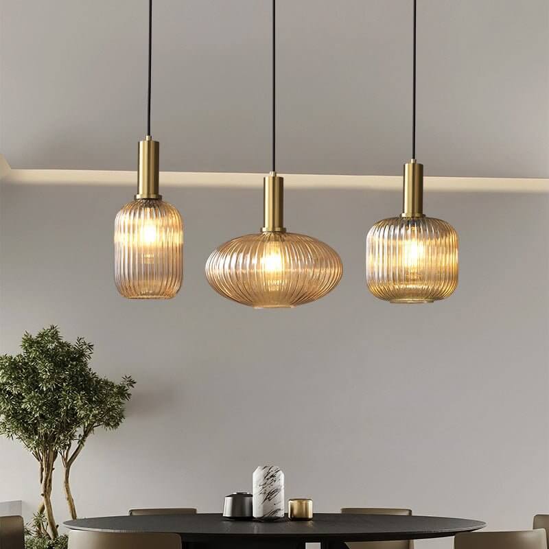 Lampe à suspension rétro en verre coloré