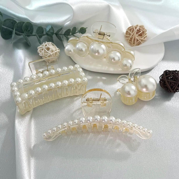Elegante Perlen-Haarklammern 4er-Set