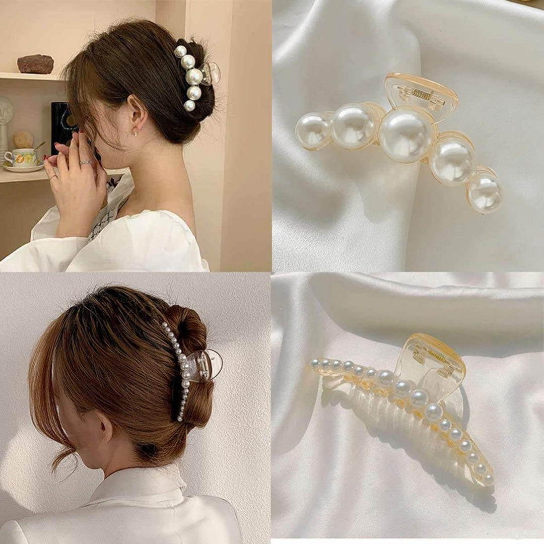 Elegante Perlen-Haarklammern 4er-Set