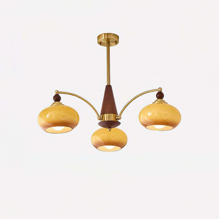 Lustre rétro en bois et laiton
