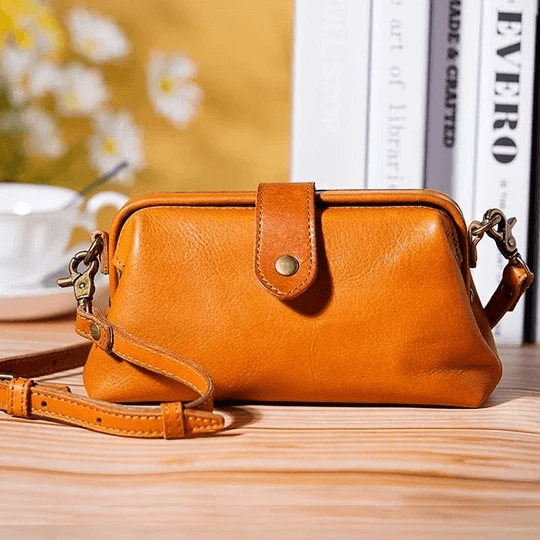 Sac à main rétro en cuir véritable