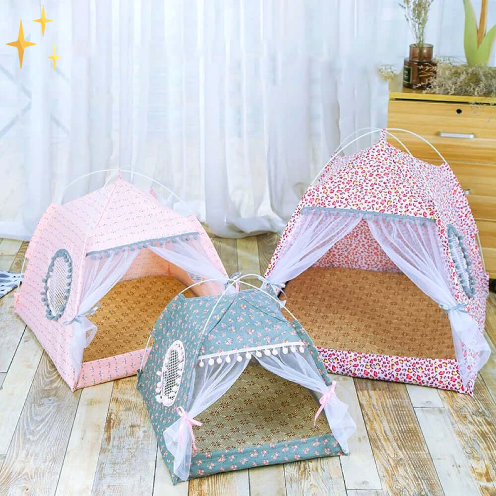 Tente confortable pour animaux de compagnie avec rideaux