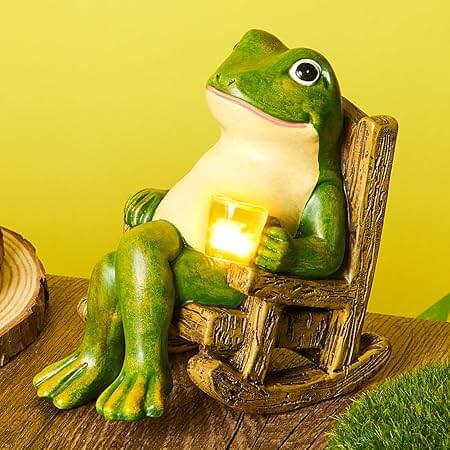 Figurine décorative de grenouille de jardin lumineuse