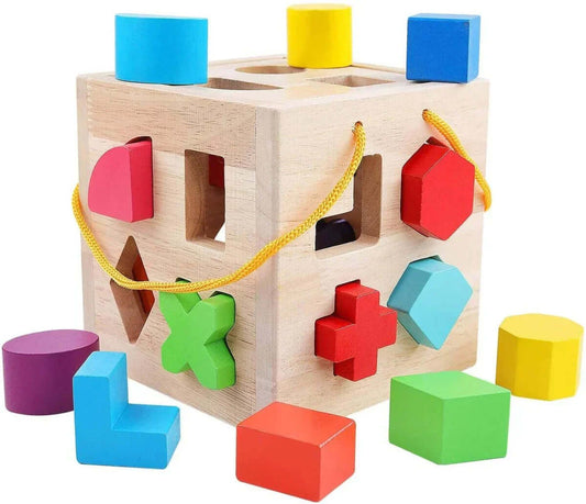 Montessori Formensortierbox aus Holz - Farben & Formen lernen