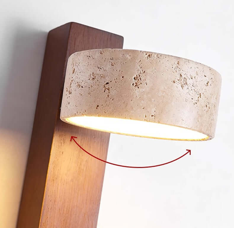 Drehbare Stein & Holz Wandleuchte mit LED