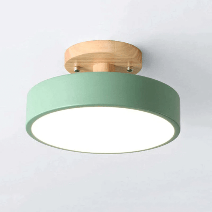 Moderne Runde LED Deckenleuchte Holz Acryl