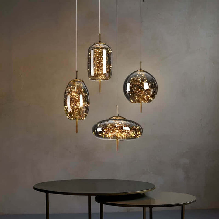 Elegante Braune Glas Pendelleuchte