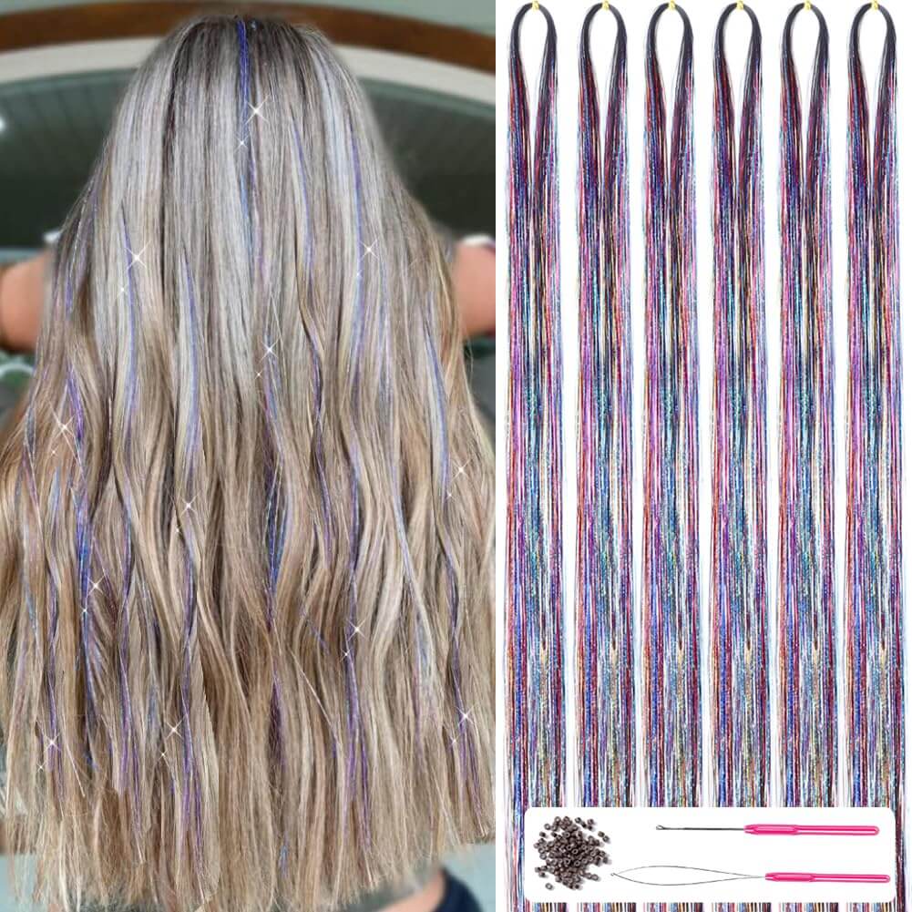 Glitzer Haar-Tinsel Set - Funkelnde Strähnen