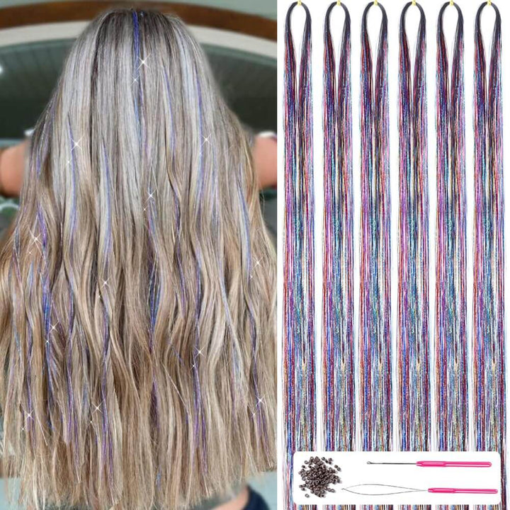Glitzer Haar-Tinsel Set - Funkelnde Strähnen