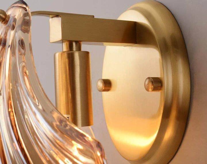 Muschel Wandleuchte aus Messing & Glas