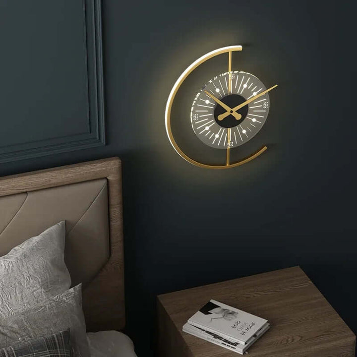 Leuchtende Wanduhr Gold Modern