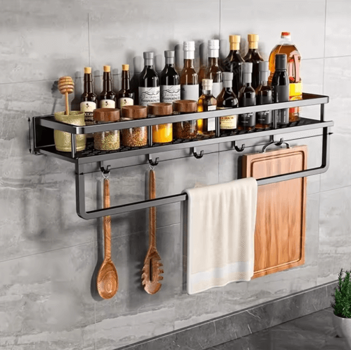 Étagère de cuisine noire - étagère murale moderne